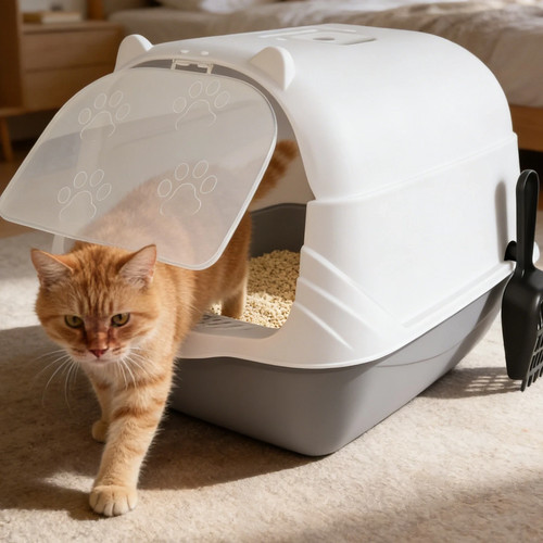 Large hooded cat litter - hooded, tray