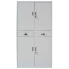 Office Storage Cupboard Metal Filing Cabinet Furniture 2 Drawers 4 Door Lockable