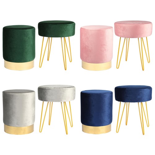 Round velvet footstool - velvet, &