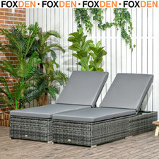 Set of 2 Rattan Sun Loungers