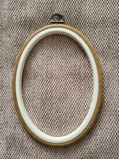 Oval Flexi Hoop for embroidery display, Wood Effect,  7 x 5 inches