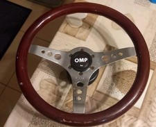 OMP Mugello Brown Wooden 3 Spoke Steering Wheel 350mm Old Classic Vintage Car 