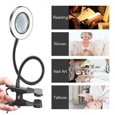 10X LED Magnifier Glass Desk Lamp With Light Stand Clamp Beauty Magnifying Lamp