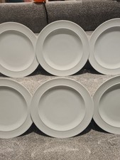 Set of 6 WHITE by Denby Dinner Plates 29cm Diameter