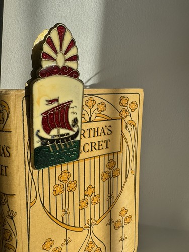Vintage brass enamel - brass, paper