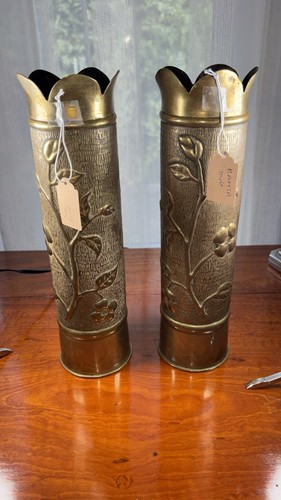 Pair artillery shell brass - of,