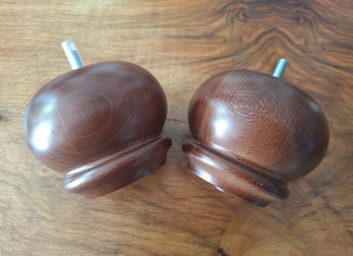 Large dark oak turned bun - oak,