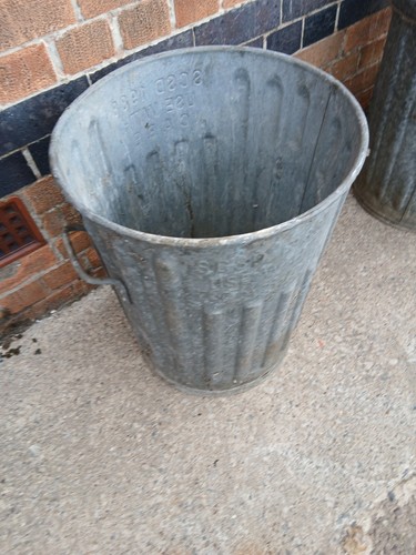 Vintage galvanised dustbin - vintage,