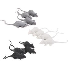 12pcs Plastic White Grey Black Rats Mouse Model for Halloween Party Joke Toy