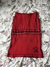 Lip Service “Live Fast Die Young” Red Safety Pin Midi Skirt Size Medium
