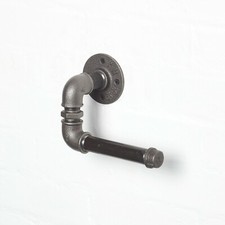 INDUSTRIAL VINTAGE PIPE TOILET ROLL HOLDER WALL MOUNTED
