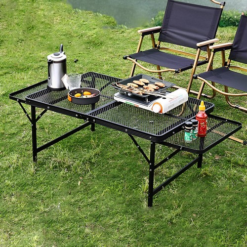 Mesh top folding camping table - top,