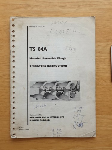Ransomes ts84a plough parts - ransomes,