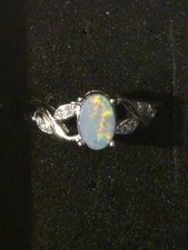 Lightning Ridge Opal Ring Doublet 925 Sterling Silver Adjustable Size