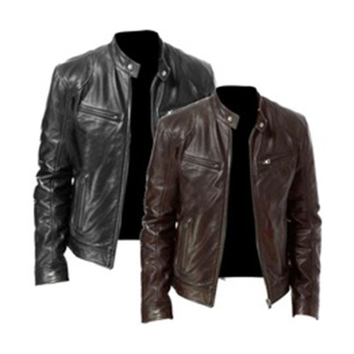 Men leather jacket - leather,