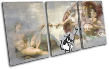 Creation of Adam Banksy Painter Urban TREBLE CANVAS WALL ART Picture Print