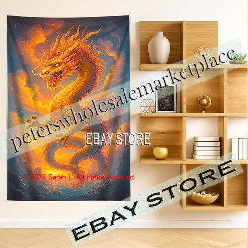 Flame dragon wall tapestry - flame,