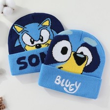 Sonic the Hedgehog Bluey Knitted Hat Winter Keep Warm Kids Boys Unisex Xmas Gift