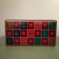 Gorgeous Vintage leather double playing card box  - Made in Italy 