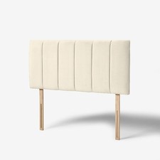 Cream Lined Headboard Padded Plush Velvet Fabric Divan Bedroom Furniture UK