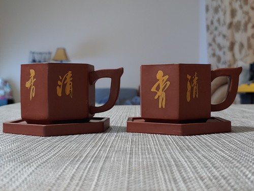 紫砂六方清香茶杯 pair - 紫砂六方清香茶杯,
