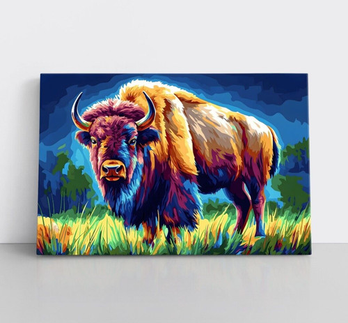 Bison painting framed - bison,