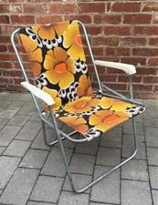 Retro 1970s Deck Chair Vintage  Floral Pattern Made in England Summer Holidays