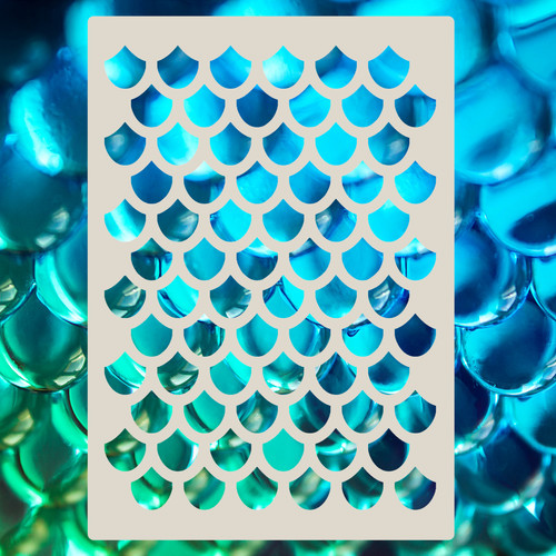 Large fish scales stencil - fish,