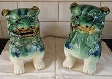 Pair 2 Green Blue Glazed