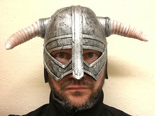 VIKING HELMET FANCY DRESS NORDIC WARRIOR SKYRIM COSTUME UNISEX WOMENS MENS 