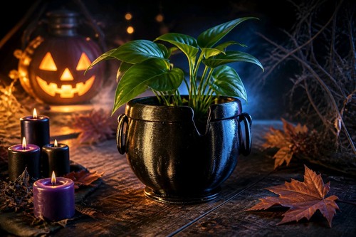 Gothic cauldron plant pot with - gothic,