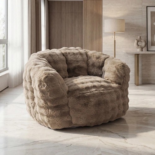 Fluffy faux fur bean bag - faux, chair