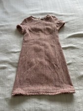 Weekend Max Mara Pink Boucle Cotton Blend Shift Dress Size 10 Lined Retro Smart