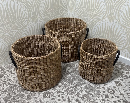 Round woven hyacinth - hyacinth, baskets