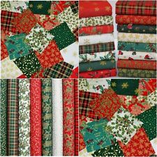 CHRISTMAS FABRIC SCRAPS 18 Pcs BUNDLE 100% COTTON  OFF CUTS REMNANTS TRADITIONAL