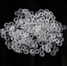 100 x PLASTIC CLEAR S CLIPS CLASPS FOR LOOM BANDS BRACELET JEWELLERY UK