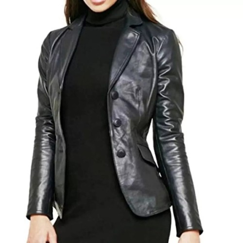 Ladies black slim fit biker - slim,