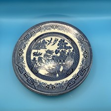 Churchill Blue Willow 8" Salad/Dessert Plates. Set of 4 Blue & White