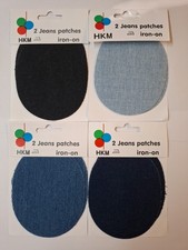 2 Oval Jeans Patches 9.5 cm x 7 cm Iron-On Repair Patches HKM