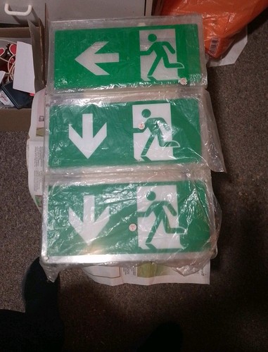 Three fire escape signs - ,, ideal
