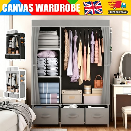 Large fabric canvas wardrobe - fabric,
