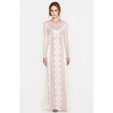 NWT Alice by Temperley Long Lilianna Wedding Dress Lace Boho Nude White US 4 