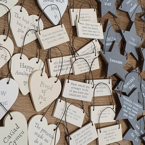 Tiny wooden message - tiny, tags