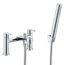 Modern Chrome Bathroom Sink Twin Taps Bath Filler Shower Mixer Basin Mini Mixer