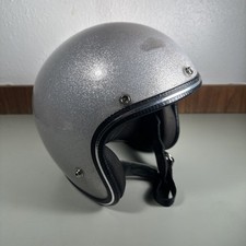 Vintage DUNS Helmet Silver Metal Flake Motorcycle Chopper Bobber Biker