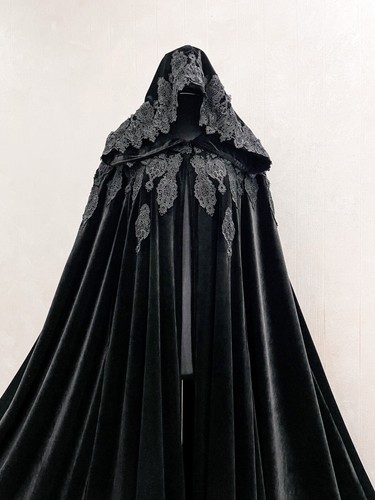 Black cape halloween - , velvet