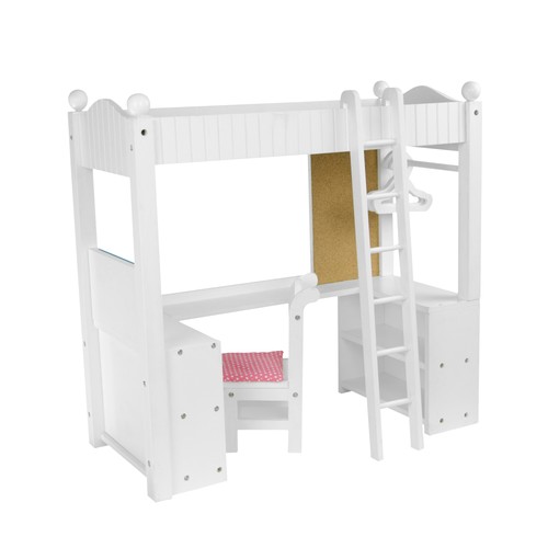 White doll bunk bed with - white, desk