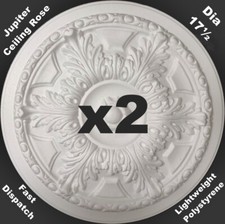 2 x Jupiter Tough Strong lightweight Polystyrene Ceiling Rose Center Dia 17½ in