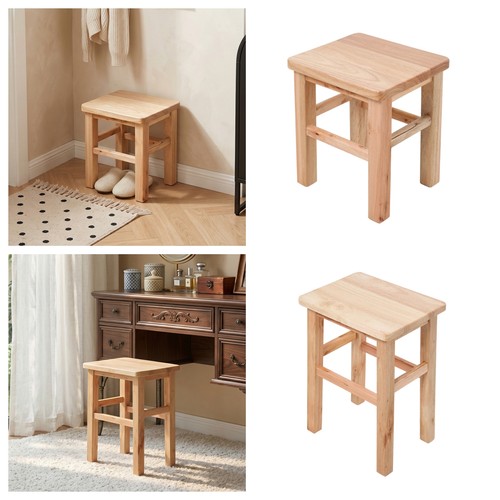 Solid beech wood square - square, stool