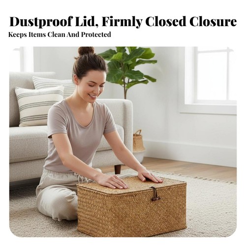 Lidded woven chest with lid - chest,